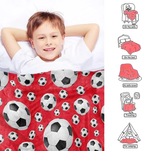 Miniatura 2 de Manta de fútbol personalizada con nombre, mantas personalizadas suaves para deportes de fútbol, mantas de cama verde, regalo personalizado