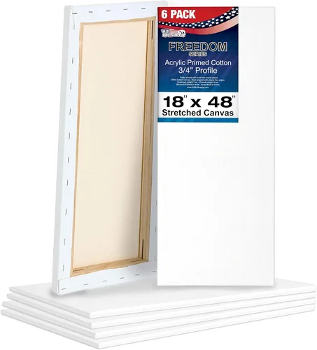 Miniatura 9 de U.S. Art Supply Lienzos estirados de 8 x 24 pulgadas para pintar, imprimado triple de 12 onzas, paquete de 6 unidades, perfil blanco en blanco