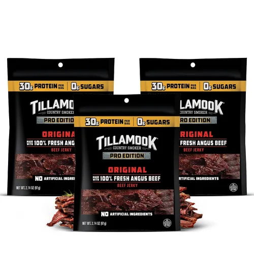 Miniatura 10 de Tillamook - Carne seca de res, edición Country Smoker PRO, cero azúcar, original, 2.14 onzas, carne Angus fresca ahumada de madera real, baja