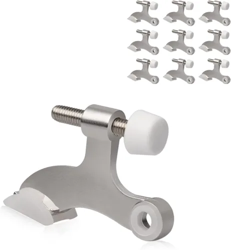 Paquete de 10 Topes de Puerta con Pasador de Bisagra de Níquel Satinado Cepillado - Topes de Puerta con Pasador de Bisagra Ajustables de Servicio