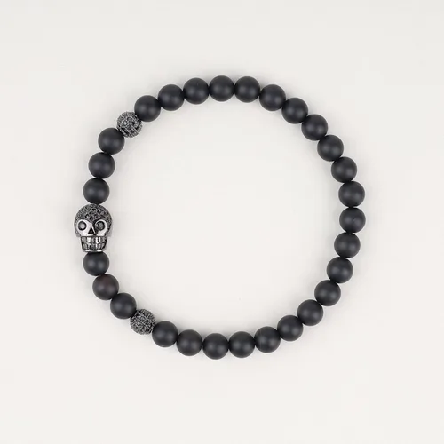 Miniatura 4 de COAI Paquete de 2 pulseras de cuentas de piedra para hombre, pulsera de calavera