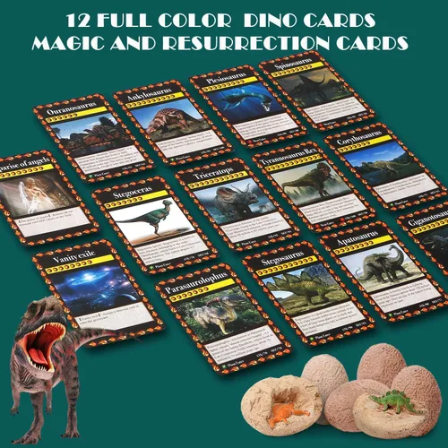 Miniatura 3 de Kit de huevos de dinosaurio para niños, juguetes de dinosaurio para niños de 3 a 12 años de edad, kit de excavación de 12 huevos de dinosaurio