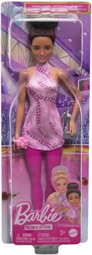 Miniatura 6 de Barbie Careers Fashion Doll & Accesorios, Morena Patinadora de Hielo en Traje Rosa Desprendible con Patines de Hielo y Trofeo