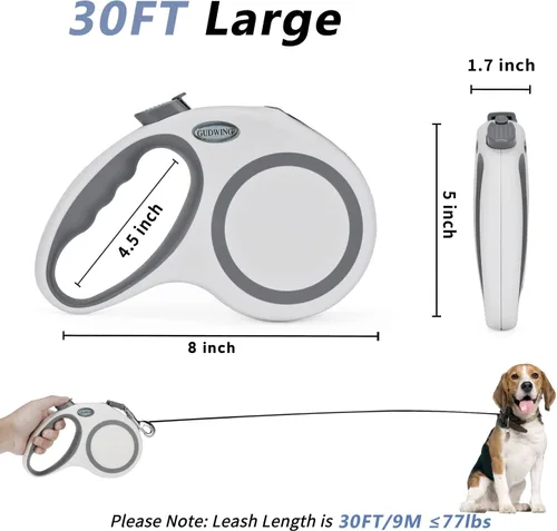 Miniatura 2 de Correa retráctil para perro de 30 pies, para perros medianos y grandes de hasta 77 libras, resistente sin enredos, grande