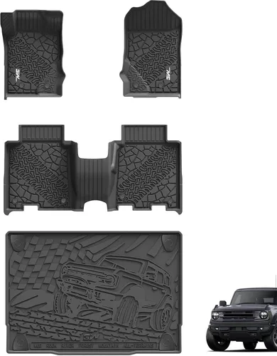 Miniatura 24 de Alfombrillas 3W y forro de carga para Ford Bronco 2 puertas 2021 2022 2023 2024 2025 Todo clima TPE Accesorios para auto a medida Alfombrillas