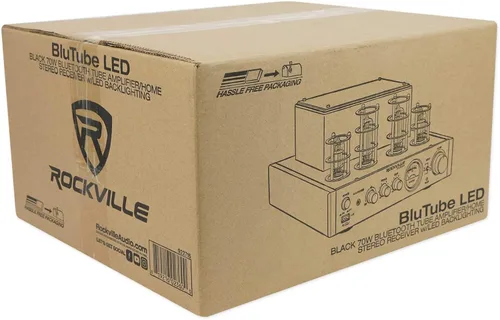 Miniatura 8 de Rockville BluTube - Amplificador de tubo LED de 70 W, receptor estéreo de cine en casa con Bluetooth, HDMI y óptico, negro con luces azules