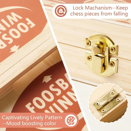 Miniatura 4 de RM ROOMERS Juego de discos rápidos de madera 4 en 1 para adultos, ajedrez, damas, Tic Tac Toe, juegos de mesa de viaje plegables portátiles