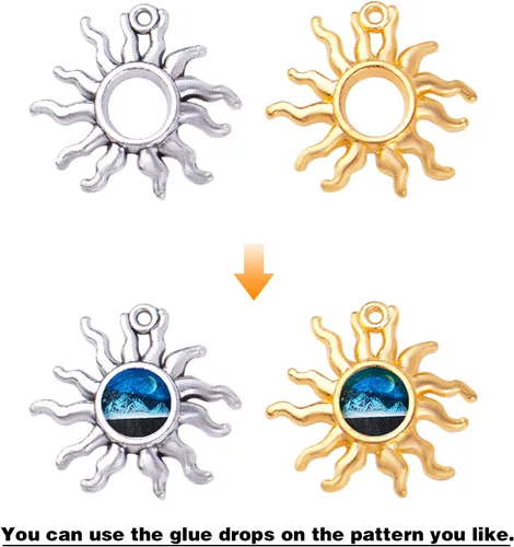 Miniatura 5 de Aylifu Sun Pendant Charm Alloy Tibetan Style Celestial Sun Charm Craft Supplies for DIY Earrings Necklace Bracelet Jewelry Making Christmas Party