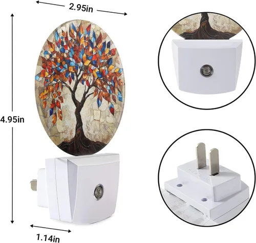 Miniatura 6 de EKOBLA Luz nocturna de árbol de estaciones coloridas enchufable, luz nocturna LED multicolor con sensor automático del atardecer al amanecer