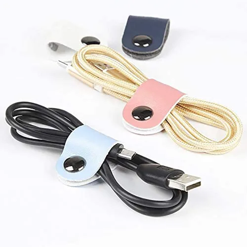 Miniatura 7 de Sujetador de piel para cables, para audífonos (juego de 3), Blanco