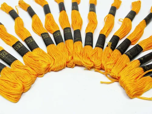 Miniatura 4 de 25 piezas de hilo de algodón amarillo costura madeja bordado cruz costura