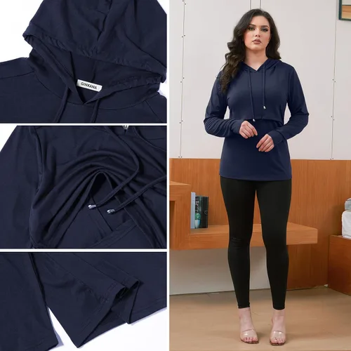 Miniatura 37 de GINKANA Sudadera con capucha para mujer, manga larga, lactancia materna, ropa casual