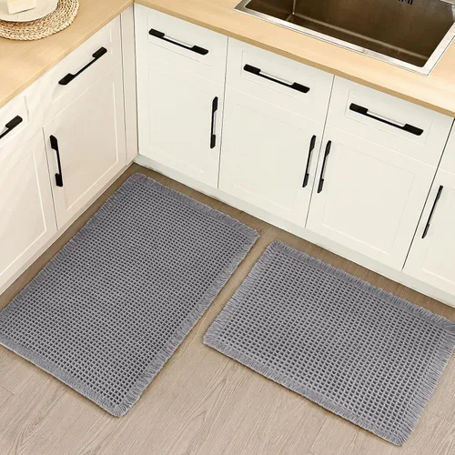 Miniatura 28 de Alfombra de Baño de Lujo tipo Waffle, Súper Absorbente Antideslizante, Alfombras de Baño Bohemias, Ultra Suaves y Cómodas, Lavables a Máquina