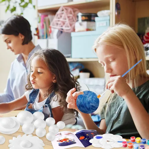 Miniatura 7 de Ayfjovs Kit de proyecto de sistema solar, bolas de espuma del sistema solar, manualidades para niños, proyectos escolares para aprender planetas