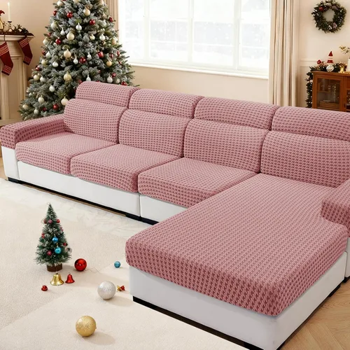 Miniatura 21 de MAXIJIN Fundas de cojín para sofá seccional, funda de cojín elástica para sofá, lavable, protector de muebles con parte inferior elástica y correa