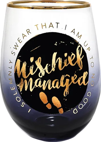 Spoontiques Vaso de vino acrílico de Harry Potter - Copa de vino acrílica sin tallo - 20 onzas - 5 5/8 pulgadas de alto - Mischief Managed