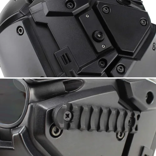 Miniatura 8 de WoSporT - Casco táctico de obsidiana verde GOBL Terminator y máscara para caza, paintball, militar, cosplay, película, utilería 92-BK-azul