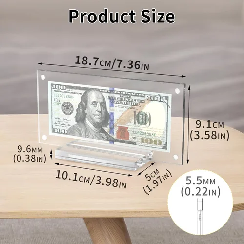 Miniatura 6 de Marco de billetes de dólar, 4 piezas de soporte para billetes de dólar para coleccionistas, protector de billetes de moneda