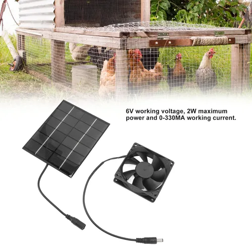 Miniatura 2 de Ventilador solar, ventilador de panel solar, kit de ventilador de panel solar para pequeños gallineros, invernaderos, cobertizos, casas de mascotas