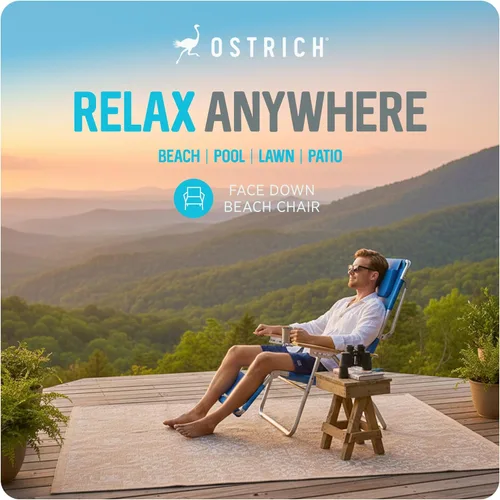 Miniatura 4 de Ostrich 3N1 Silla reclinable ligera para césped, playa, reclinable con reposapiés, Muebles de exterior para patio, balcón, patio trasero o porche