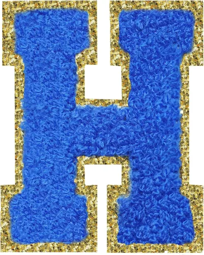 Miniatura 14 de Parches de letras termo-adhesivas de felpilla para chaquetas, parches de letras universitarias con brillantina para planchar en la letra azul A