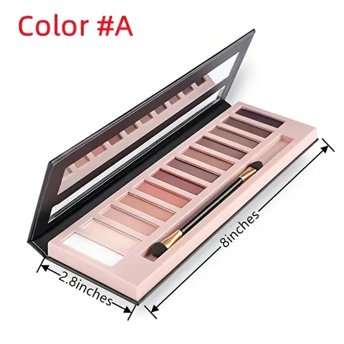Miniatura 5 de Paleta de Sombras de Ojos de 12 Colores Maquillaje Colores Nude Naturales Nude Mate Shimmer Brillo Glitter Pigmento Conjunto de Paletas de Sombra