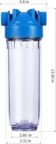 Miniatura 4 de Geekpure Carcasa de filtro de agua transparente de 10 pulgadas para toda la casa, puerto de latón NPT de 3/4 pulgadas, apto para filtros de 2.5 x 10