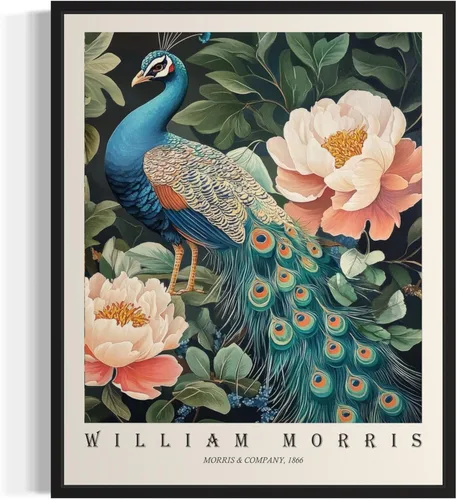 Miniatura 7 de Póster con impresión artística de gato negro, estilo William Morris, floral retro de mediados de siglo, botánico, victoriano, Academia oscura