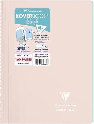 Miniatura 6 de Clairefontaine - Ref 961778C - Cuaderno con grapas Koverbook Blush (48 hojas) - Tamaño A5, regla rayada, papel de vitela cepillado de 3.17 oz/m²