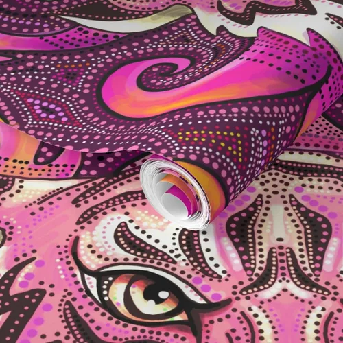 Miniatura 2 de Spoonflower Muestro de papel tapiz extraíble - Pink Tigers Purple Orange Maximalist XL Jungle - Papel pintado prepegado personalizado