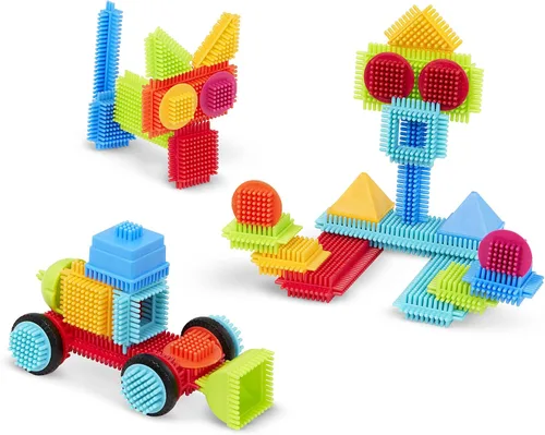 Miniatura 2 de Battat Bloques de cerdas - Bloques de construcción entrelazados STEM - Juego de 50 piezas - Estuche de transporte reutilizable - Juguetes
