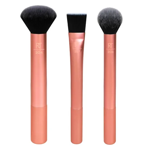 Real Techniques Kit de brochas de maquillaje con base impecable 2.0, juego de brochas faciales para productos líquidos, crema y polvo, bronceador y