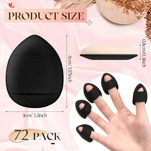 Miniatura 2 de Gerrii 72 piezas de mini soplo de polvo, esponja de maquillaje de dedos, esponja suave para maquillaje, maquillaje para base, polvo facial, ajuste