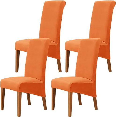 Miniatura 47 de Juego de 2 fundas de terciopelo para sillas de comedor, color beige, fundas elásticas para sillas de comedor y cocina, reutilizables, protector