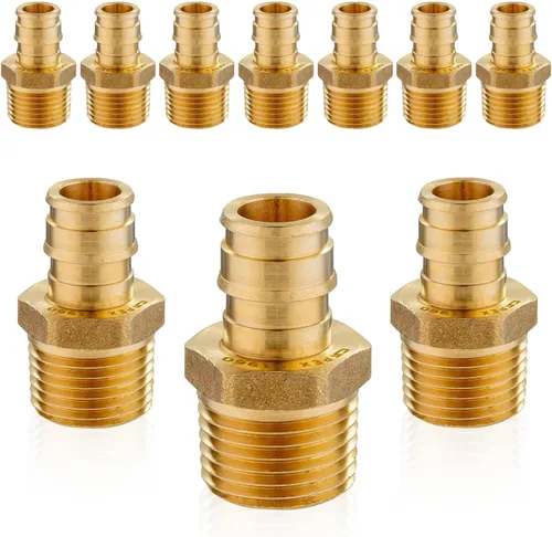 Miniatura 25 de Paquete de 5 accesorios de expansión Seelink PEX-A, adaptador NPT roscado macho de 1/2 x 3/4 pulgadas, accesorio de tubería de expansión de latón