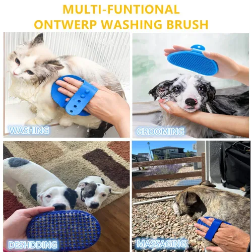 Miniatura 2 de Cepillo de baño para perros, cepillo de aseo para perros, cepillo de champú para perros, cepillo para baño con cepillos de dientes para mascotas