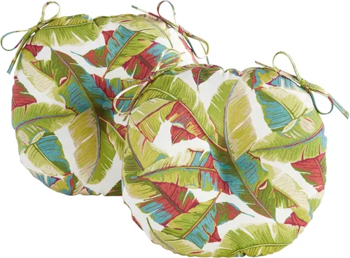Miniatura 22 de South Pine Porch Cojín redondo para silla bistró de 15 pulgadas para exteriores (juego de 2), Aloha Black Floral