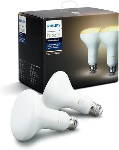 Philips Hue White Ambiance BR30 - Paquete de 2 luces LED inteligentes regulables equivalentes a 60 W (requiere un concentrador, funciona con Alexa,