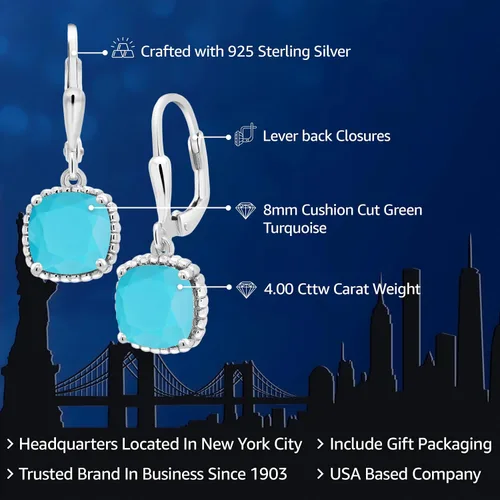Miniatura 104 de Gem Stone King Aretes colgantes de plata de ley 925 de 0.315 pulgadas para mujer