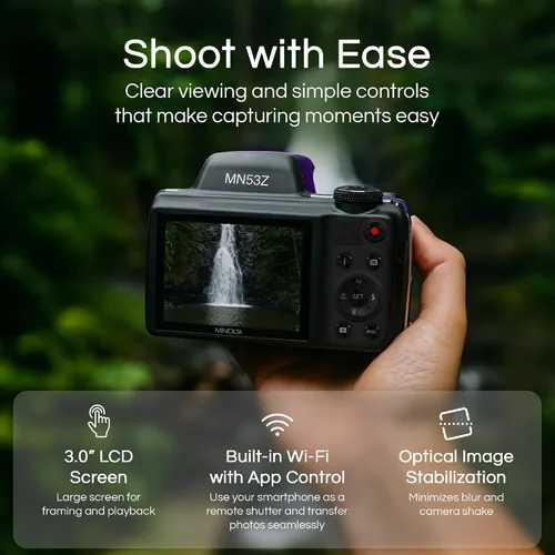 Miniatura 3 de Minolta Pro Shot - Cámara digital HD de 16 MP, zoom óptico de 53x, video Full HD de 1080p, estabilización óptica, LCD de 3 pulgadas, panorama, HDR