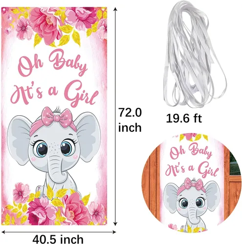 Miniatura 3 de Dill-Dall Cartel colgante para puerta de baby shower con texto en inglés "Oh Baby It's a Girl", cartel colgante para niñas, baby shower, revelación