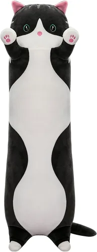 Almohada de Cuerpo Largo de Felpa de Gato Bonito – Muñeca Suave de Peluche de Dibujos Animados, Juguete de Abrazo de Peluche de Gato Kawaii para