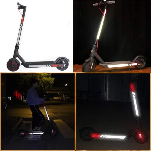 Miniatura 2 de Adhesivos reflectantes para scooter eléctrico XIAOMI M365 Ninebot ES1 ES2 ES3 ES4, película reflectante impermeable de noche, calcomanía