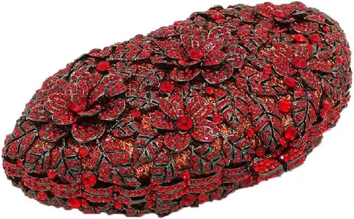 Miniatura 22 de Boutique De FGG Bolso de noche de flores de embrague de cristal de lujo para mujer, bolso de boda nupcial, bolso