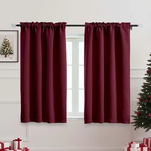 Miniatura 196 de OVZME Cortinas opacas turquesa para tratamiento de ventanas pequeñas, cortinas cortas con bloqueo de luz para ventana de cocina sobre el fregadero
