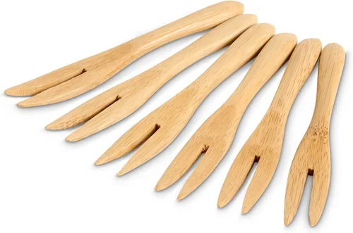 Miniatura 3 de Maison du Fromage - Mini tenedores reutilizables para servir, bambú bruñido, 2 juegos de 6
