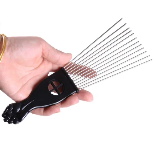 Miniatura 5 de Peines de metal para el cabello, 3 unidades, peine de púas afro, peine de dientes anchos, peine para peluquería, herramienta de peinado