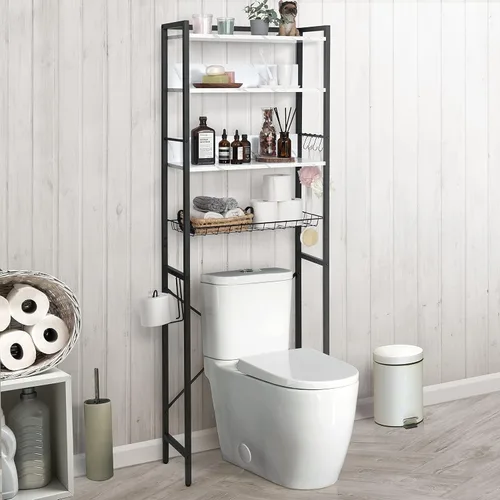 CAPHAUS Almacenamiento sobre el inodoro, organizador de baño de 4 niveles, estante de inodoro independiente, estante de inodoro multifuncional que