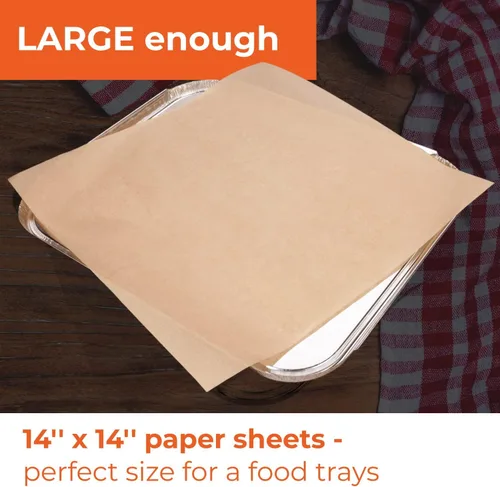 Miniatura 6 de IDL Packaging Hojas de papel a prueba de grasa sin PFAS de 14 x 14 pulgadas, paquete de 4000, Kraft natural, forros para bandejas de alimentos aptos