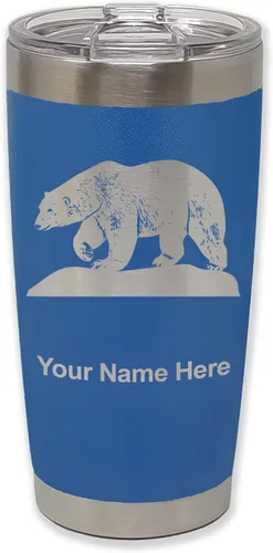 Miniatura 30 de LaserGram Vaso aislado al vacío de 20 onzas, oso polar, grabado personalizado incluido (negro)